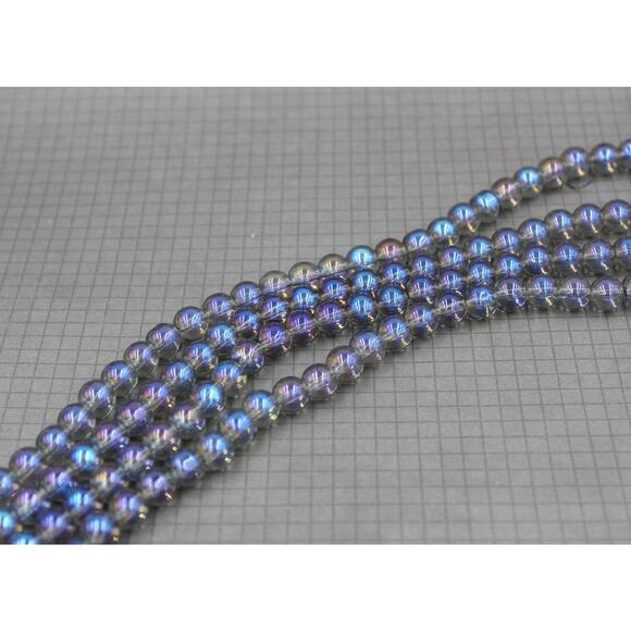 Electroplated Blue Luster Glass Rounds 8mm: Full 16 Inch Strand Jewelry Making - Picture 2 of 3